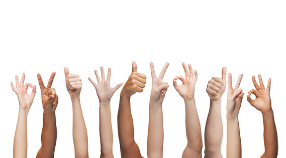 human hands showing thumbs up, ok and peace signs 首页- 英国立博ladbrokes公司官网